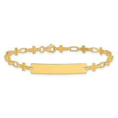 Sterling Silver Gold-tone 7.5 inch Cross ID Bracelet QID247GP-7.5
