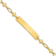 Sterling Silver Gold-tone 7.5 inch Cross ID Bracelet QID247GP-7.5