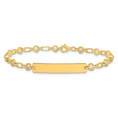 Sterling Silver Gold-tone 7.5 inch Bezel CZ ID Bracelet QID248GP-7.5