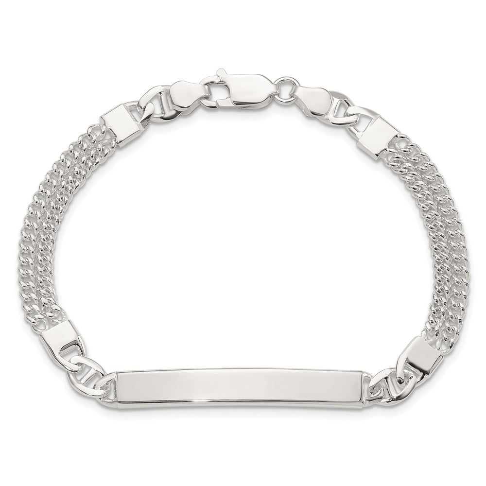 Sterling Silver Double Strand Curb Link 8in ID Bracelet QID249-8
