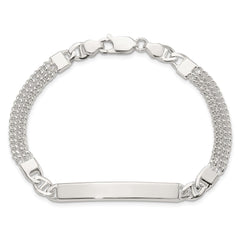 Sterling Silver Double Strand Curb Link 8in ID Bracelet QID249-8
