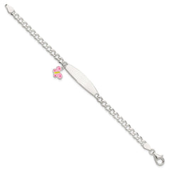 Sterling Silver Polished and Enameled Butterfly Children's ID Bracelet QID254-6