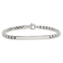 Sterling Silver Antiqued Round Box Chain 8 Inch ID Bar Mens Bracelet QID257-8