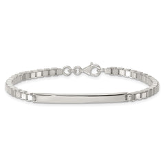 Sterling Silver Polished 3.7mm Box Chain 8 Inch ID Bar Mens Bracelet QID258-8
