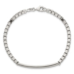 Sterling Silver Polished 3.7mm Box Chain 8 Inch ID Bar Mens Bracelet QID258-8
