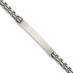 Sterling Silver Antiqued Brushed Fancy Box Link 6.00 x 48mm Rectangle Plate 8 inch ID Bracelet QID259-8