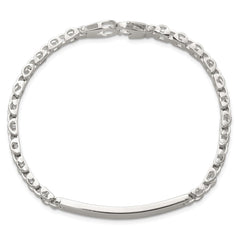 Sterling Silver Polished 6.6mm Fancy Link 8 inch Mens ID Bracelet QID261-8