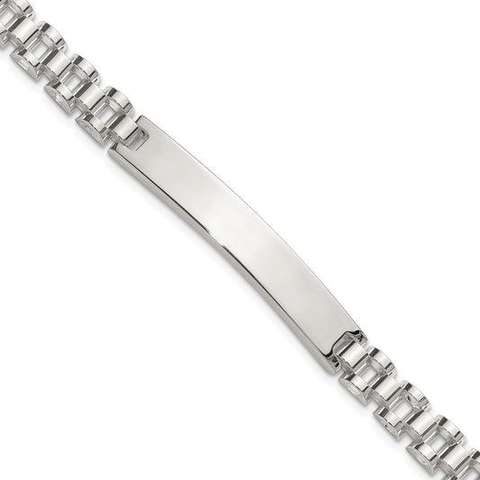 Sterling Silver Polished 6.6mm Fancy Link 8 inch Mens ID Bracelet QID261-8