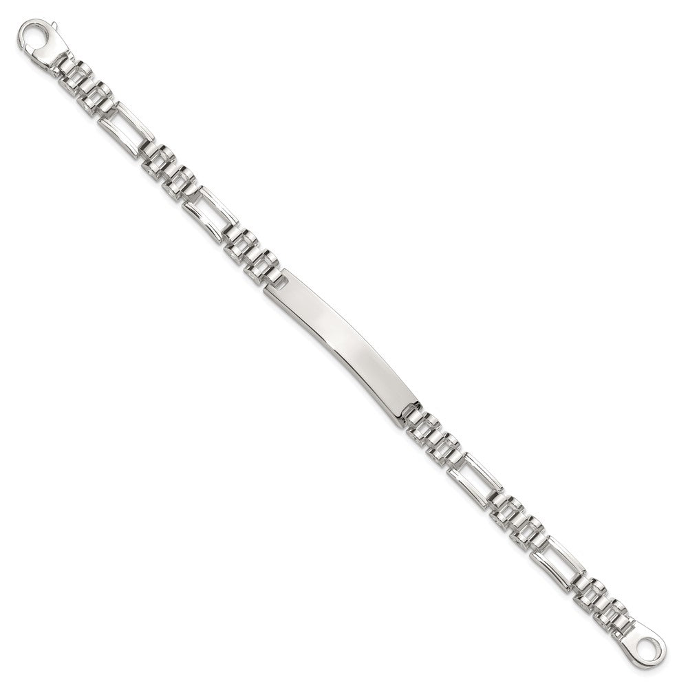 Sterling Silver Polished 6.5mm Fancy Link 7.75 inch ID Bracelet QID263-7.75