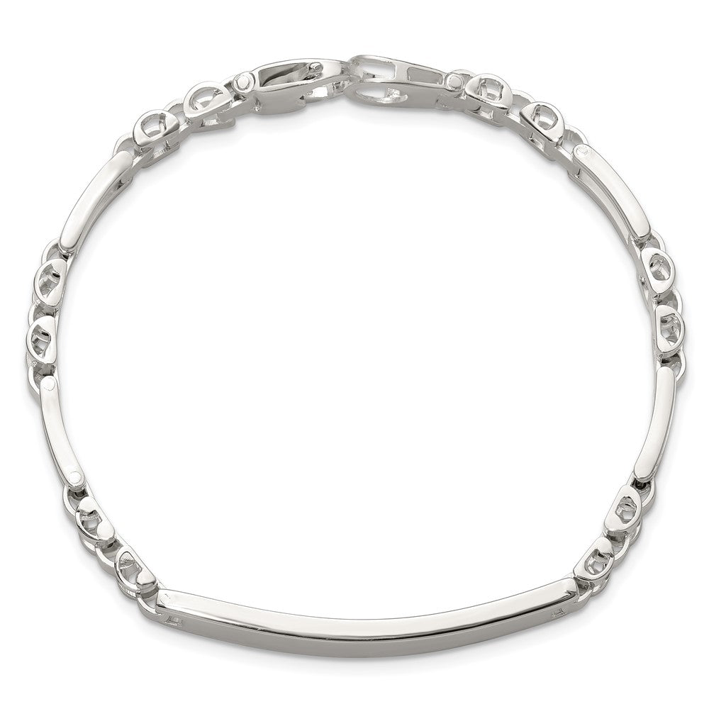 Sterling Silver Polished 6.5mm Fancy Link 7.75 inch ID Bracelet QID263-7.75