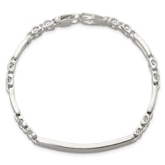 Sterling Silver Polished 6.5mm Fancy Link 7.75 inch ID Bracelet QID263-7.75