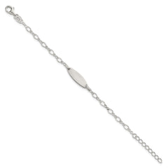 Sterling Silver Polished Fancy Link 5 inch with 1 inch Extension Childrens ID Bracelet QID271-5