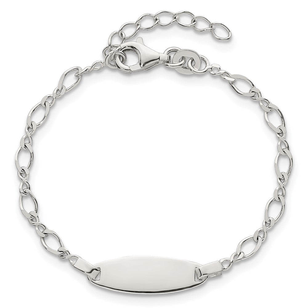 Sterling Silver Polished Fancy Link 5 inch with 1 inch Extension Childrens ID Bracelet QID271-5