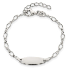 Sterling Silver Polished Fancy Link 5 inch with 1 inch Extension Childrens ID Bracelet QID271-5