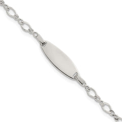 Sterling Silver Polished Fancy Link 5 inch with 1 inch Extension Childrens ID Bracelet QID271-5