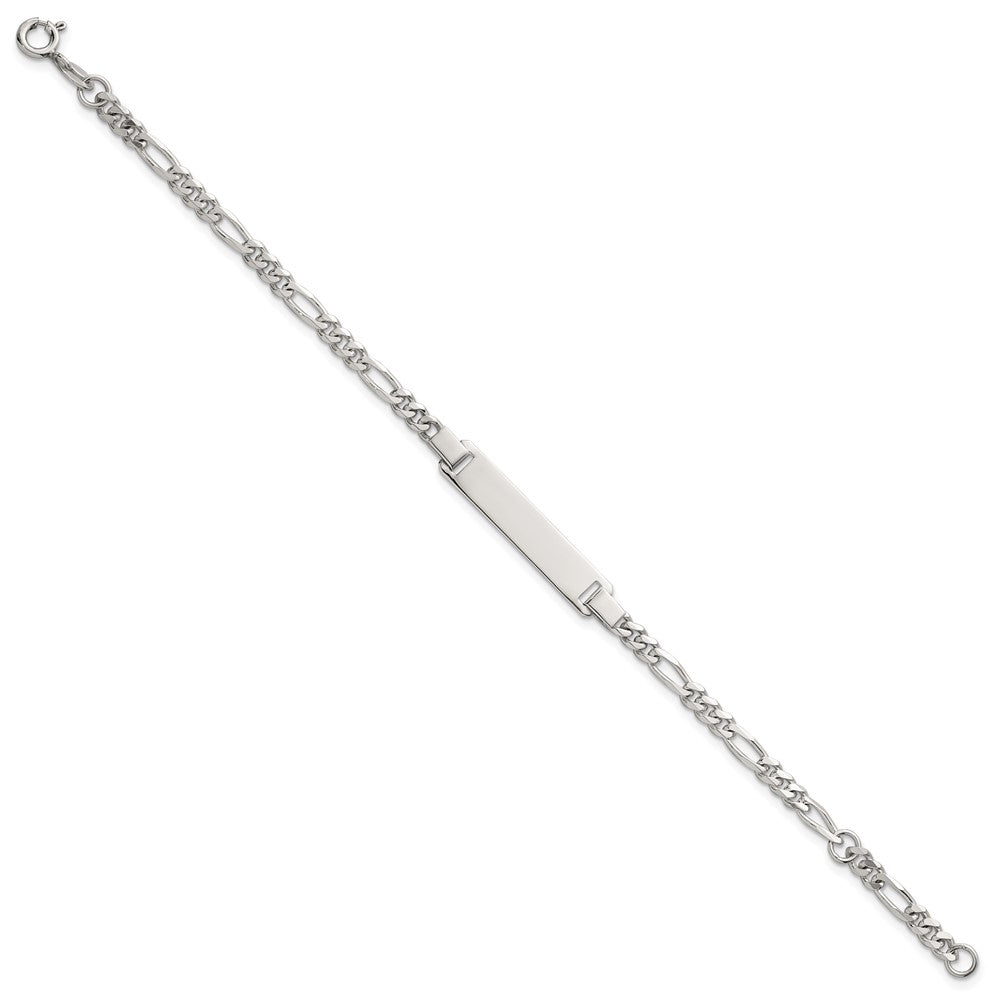 Sterling Silver Polished Figaro Link 6.25 inch with 1 inch Extension Childrens ID Bracelet QID272-6.25