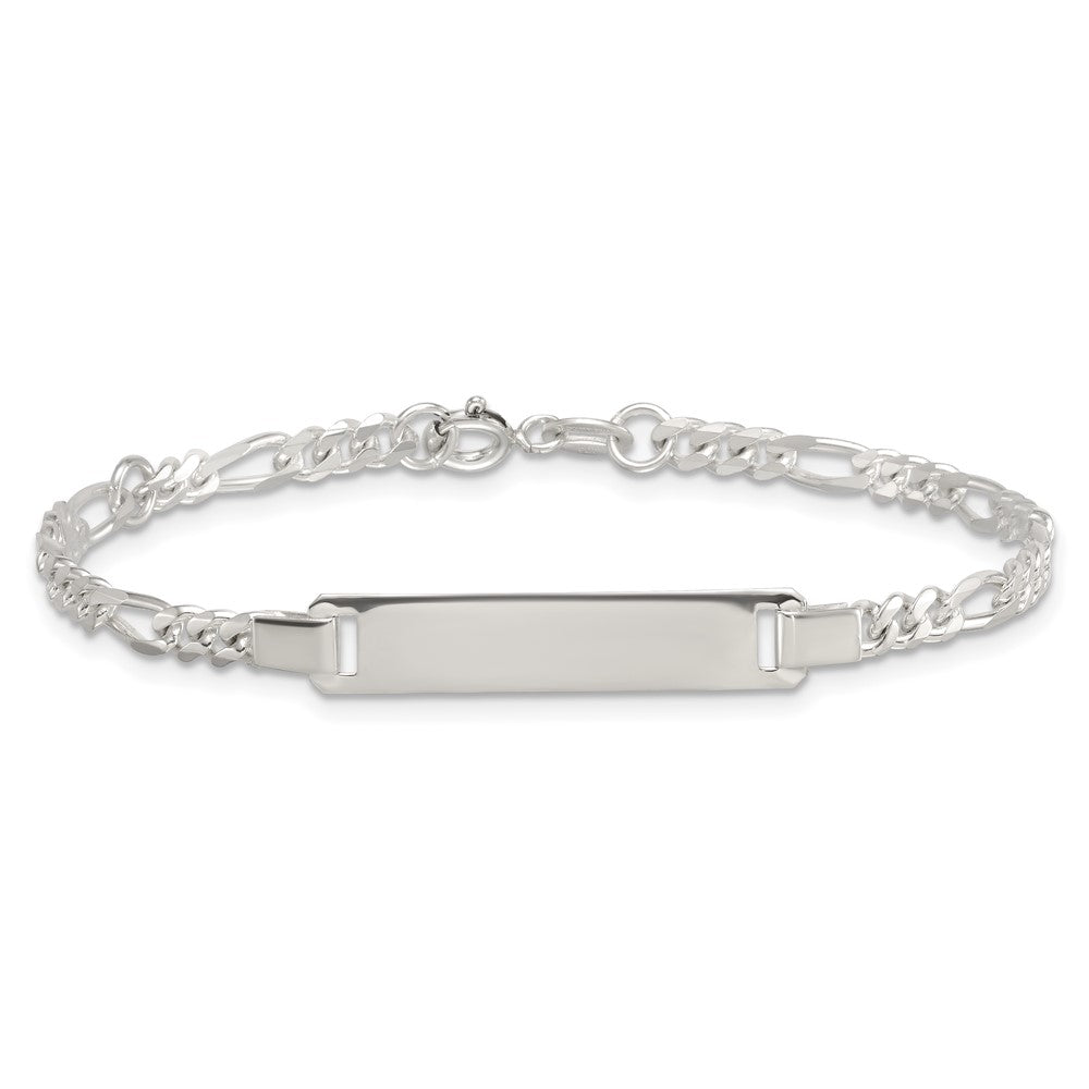 Sterling Silver Polished Figaro Link 6.25 inch with 1 inch Extension Childrens ID Bracelet QID272-6.25