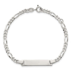 Sterling Silver Polished Figaro Link 6.25 inch with 1 inch Extension Childrens ID Bracelet QID272-6.25