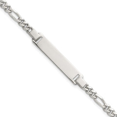 Sterling Silver Polished Figaro Link 6.25 inch with 1 inch Extension Childrens ID Bracelet QID272-6.25