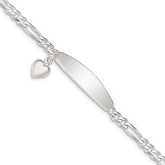 Sterling Silver ID with Heart Figaro Link Bracelet QID4-7