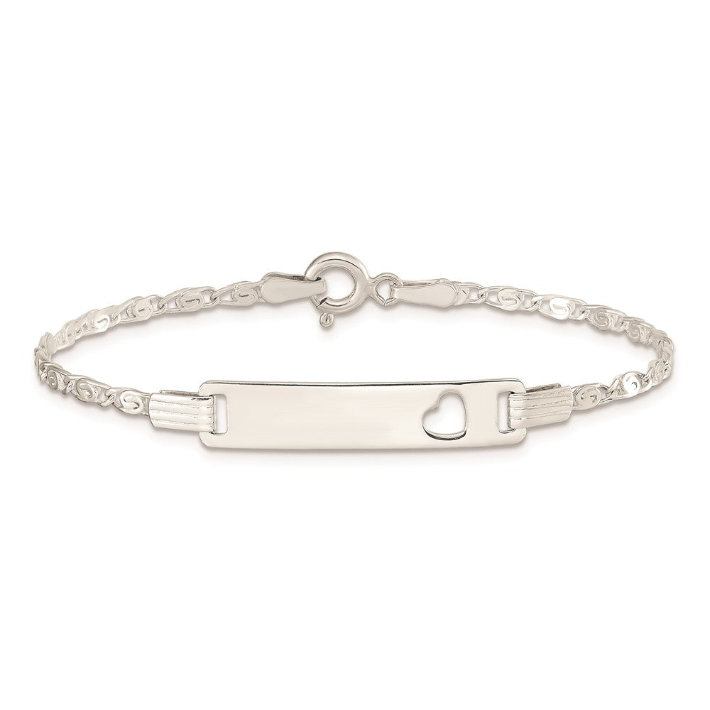 Sterling Silver Baby ID with Cut-out Heart Bracelet QID51-6