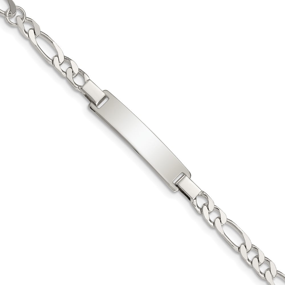 Sterling Silver Engraveable Childrens ID on Figaro Link Bracelet QID57-6