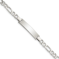 Sterling Silver Engraveable Childrens ID on Figaro Link Bracelet QID57-6