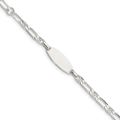 Sterling Silver Polished Engraveable 5in Plus 1in EXT Childrens ID Bracelet QID62-6