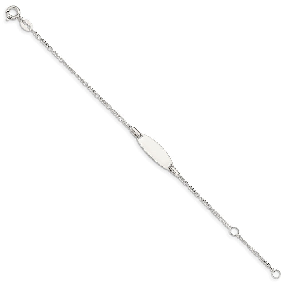 Sterling Silver Childrens 5in Plus 1in Ext ID Figaro Link Bracelet QID65-6