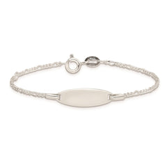 Sterling Silver Childrens 5in Plus 1in Ext ID Figaro Link Bracelet QID65-6