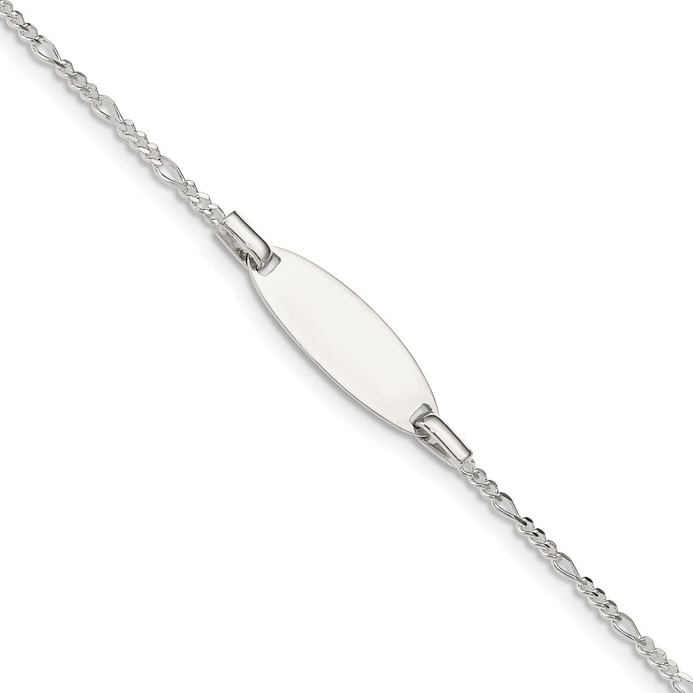 Sterling Silver Childrens 5in Plus 1in Ext ID Figaro Link Bracelet QID65-6