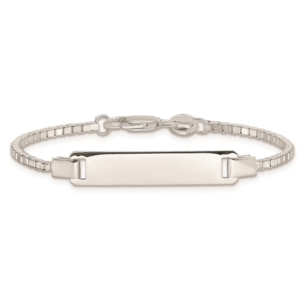 Sterling Silver Engraveable Childrens ID on Box Chain Bracelet QID67-5.5