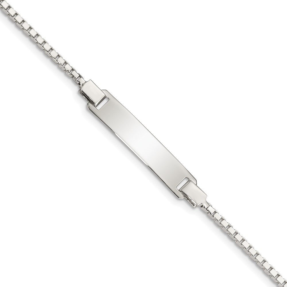Sterling Silver Engraveable Childrens ID on Box Chain Bracelet QID67-5.5