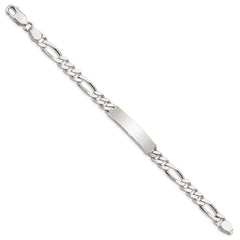 Sterling Silver Polished Engraveable Figaro Link ID Bracelet QID92-7.5