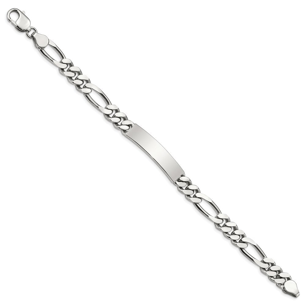Sterling Silver Polished Engraveable Figaro Link ID Bracelet QID93-8.5