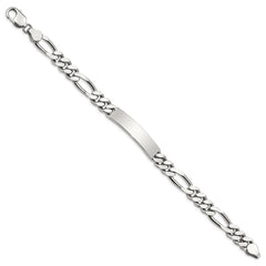 Sterling Silver Polished Engraveable Figaro Link ID Bracelet QID93-8.5
