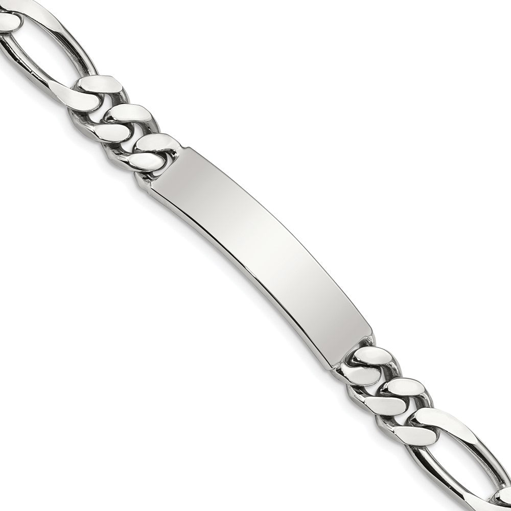 Sterling Silver Polished Engraveable Figaro Link ID Bracelet QID93-8.5