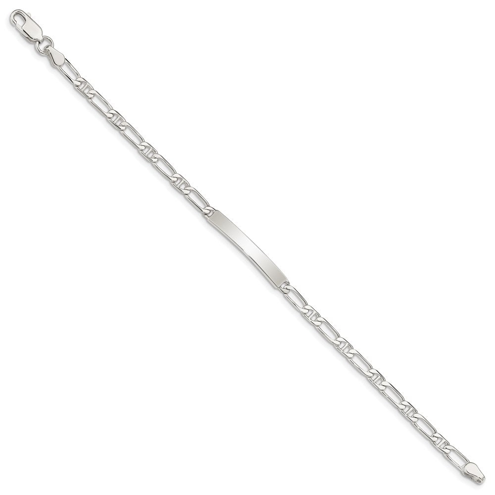 Sterling Silver 8inch Polished Engraveable Anchor Link ID Bracelet QID97-7