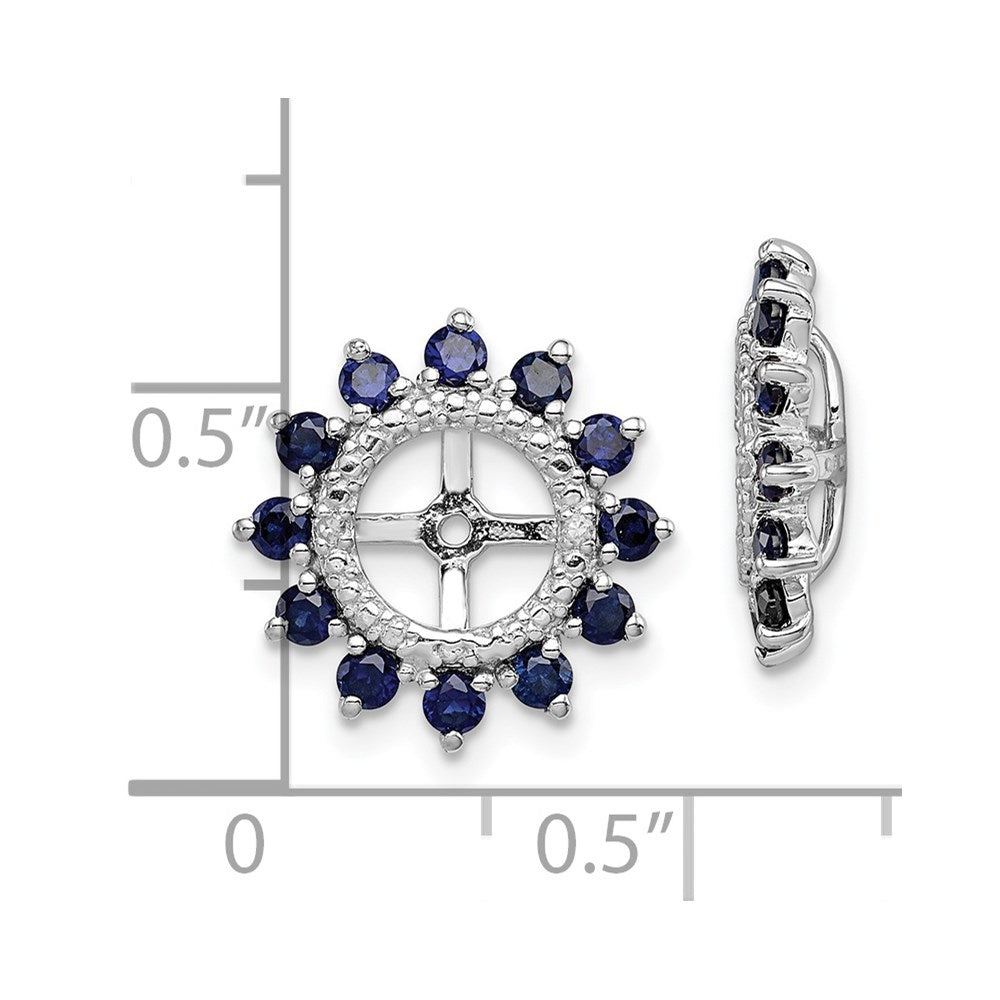 QJ104SEP Sterling Silver Rhodium Diam. & Created Sapphire Earring Jacket