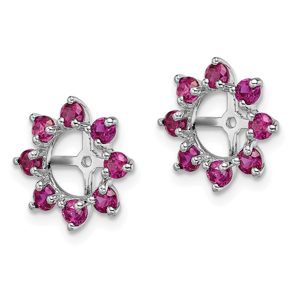 QJ116JUL Sterling Silver Rhodium Created Ruby Earring Jacket
