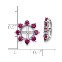 QJ116JUL Sterling Silver Rhodium Created Ruby Earring Jacket