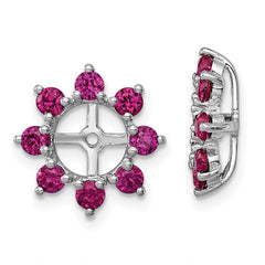 QJ116JUL Sterling Silver Rhodium Created Ruby Earring Jacket