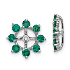 QJ116MAY Sterling Silver Rhodium Created Emerald Earring Jacket