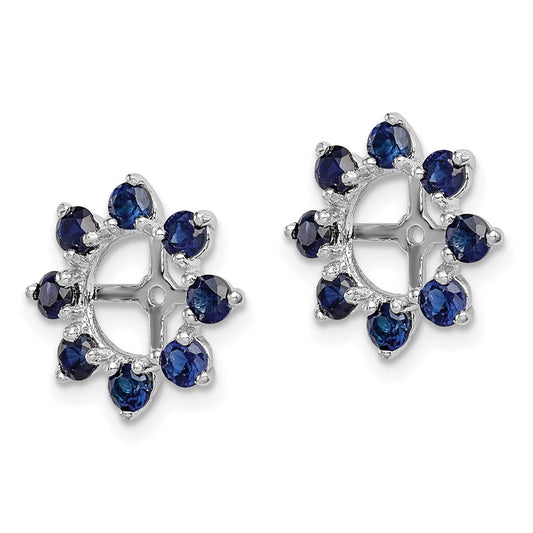 QJ116SEP Sterling Silver Rhodium Created Sapphire Earring Jacket