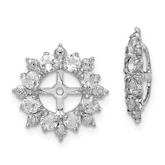 QJ119APR Sterling Silver Rhodium Diam. & White Topaz Earring Jacket
