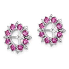 QJ119JUL Sterling Silver Rhodium Diam. & Created Ruby Earring Jacket