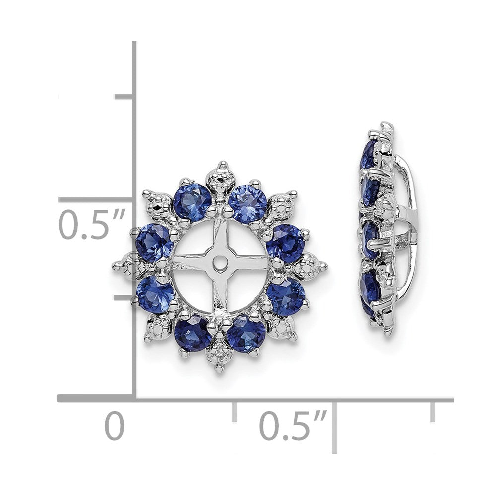QJ119SEP Sterling Silver Rhodium Diam. & Created Sapphire Earring Jacket
