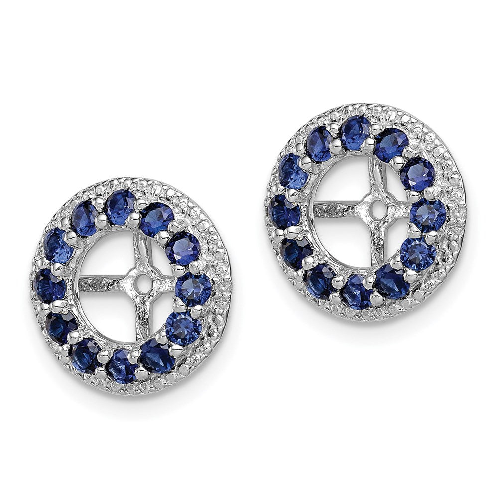 QJ123SEP Sterling Silver Rhodium Diam. & Created Sapphire Earring Jacket