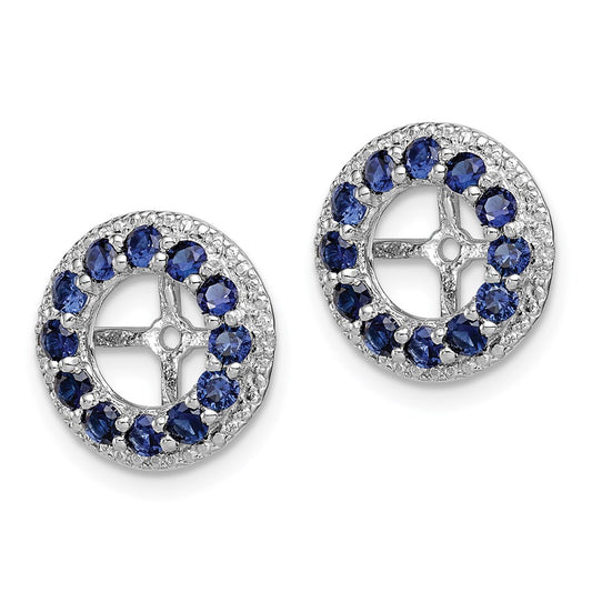 QJ123SEP Sterling Silver Rhodium Diam. & Created Sapphire Earring Jacket