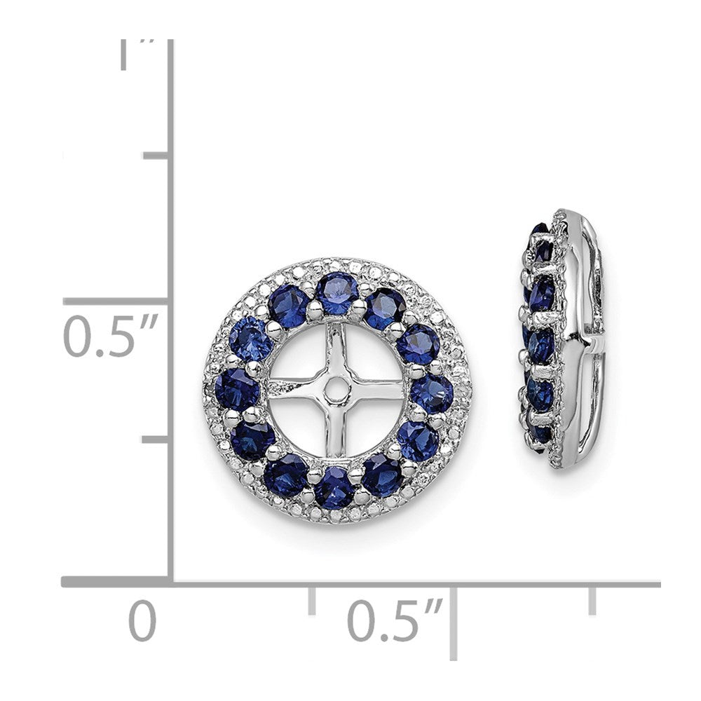 QJ123SEP Sterling Silver Rhodium Diam. & Created Sapphire Earring Jacket